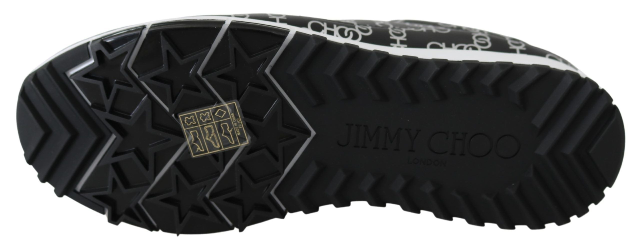 Κομψά δερμάτινα αθλητικά παπούτσια Jimmy Choo σε μαύρο &amp; ασημί