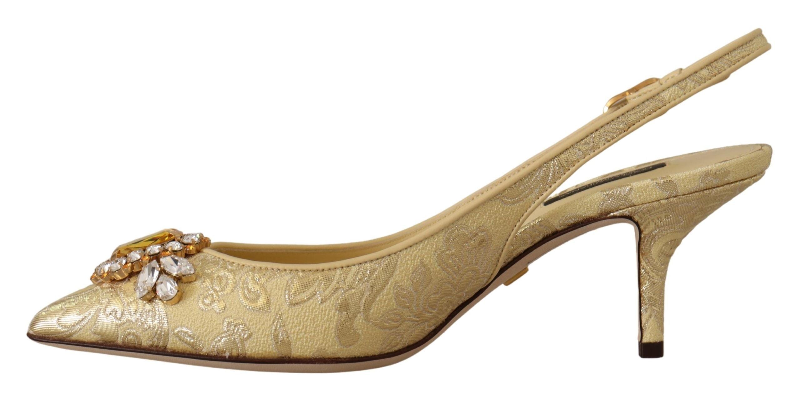 Γόβες Dolce &amp; Gabbana Gleaming Gold Crystal Slingback