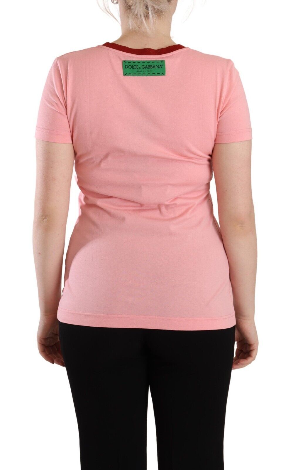 Dolce &amp; Gabbana Chic Pink Logo Tee Crew Neck