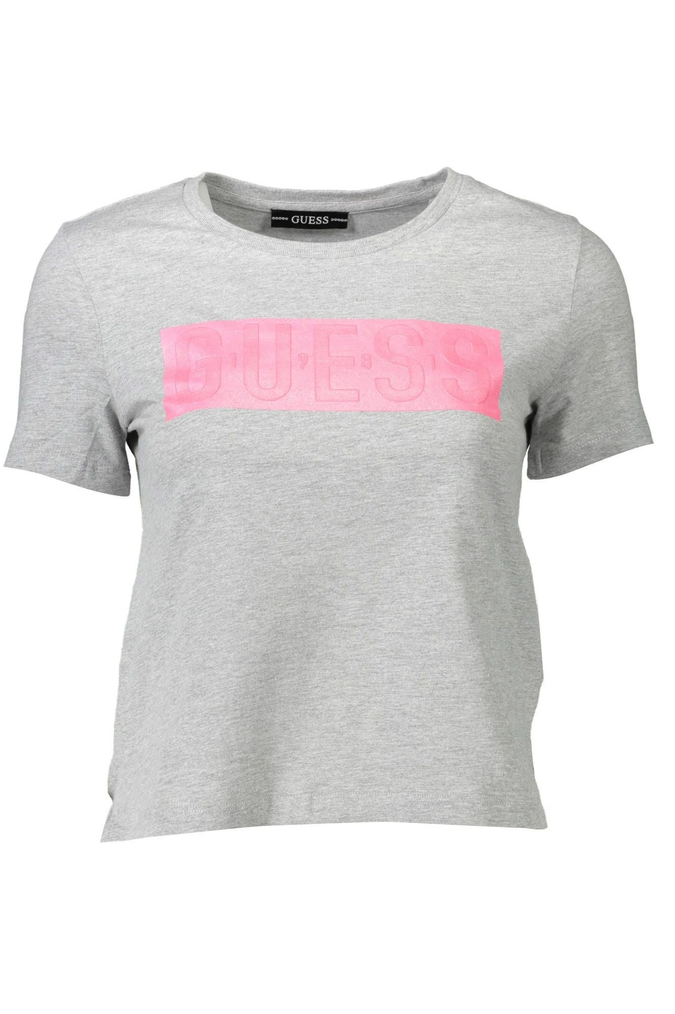 Guess Jeans Chic Grey Printed Crew Neck Tee for Her