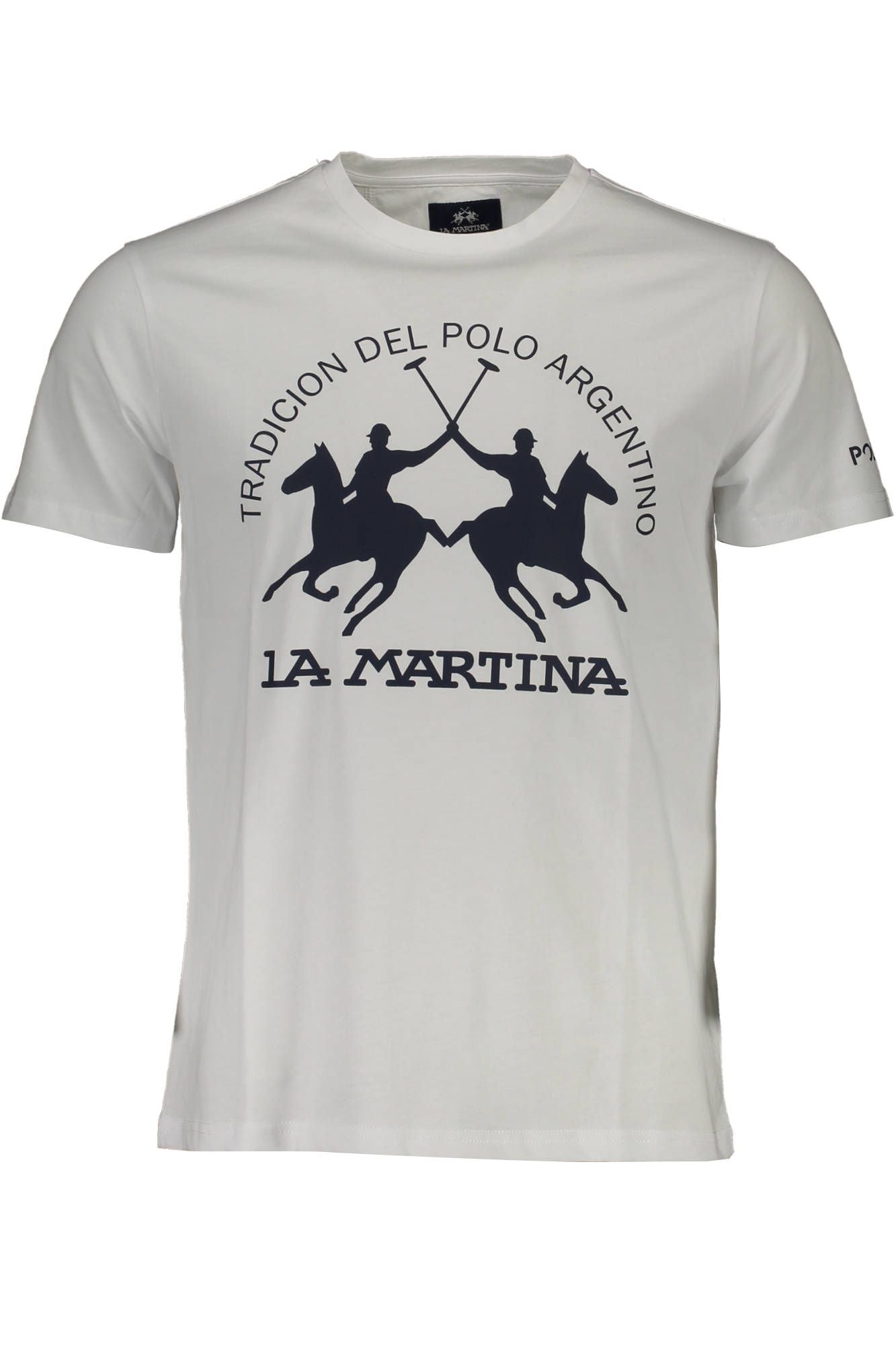 La Martina Crisp White Cotton Crew Tee λαιμόκοψης με τύπωμα λογότυπου