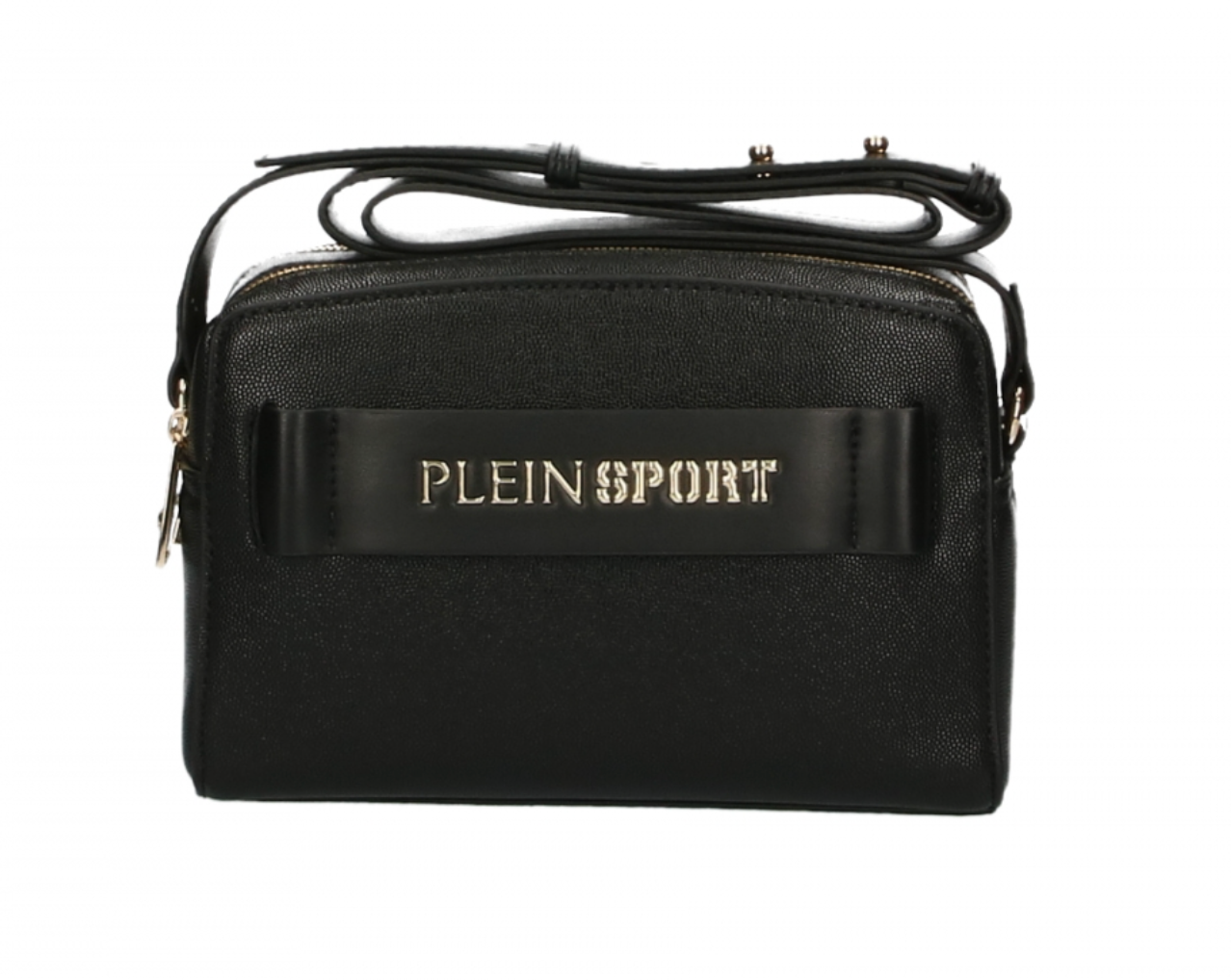 <tc>Plein Sport</tc> Sleek Μαύρη τσάντα χιαστί με διπλό φερμουάρ