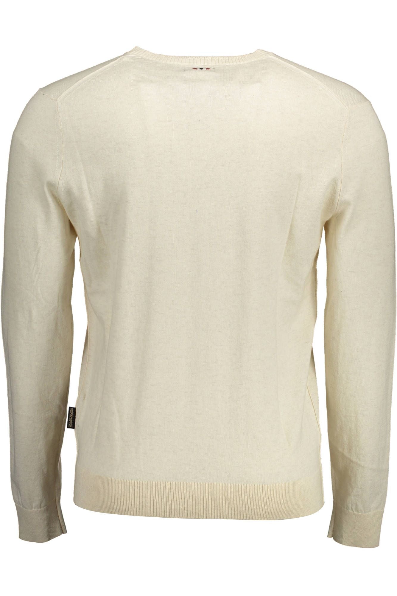 Πουλόβερ Napapijri Beige Cotton Crew-Neck κεντημένο πουλόβερ