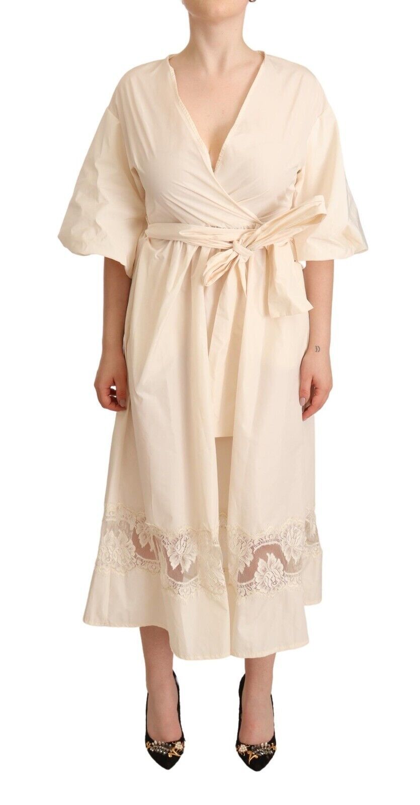 <tc>PINK MEMORIES</tc> Κομψό Off White Maxi Wrap φόρεμα