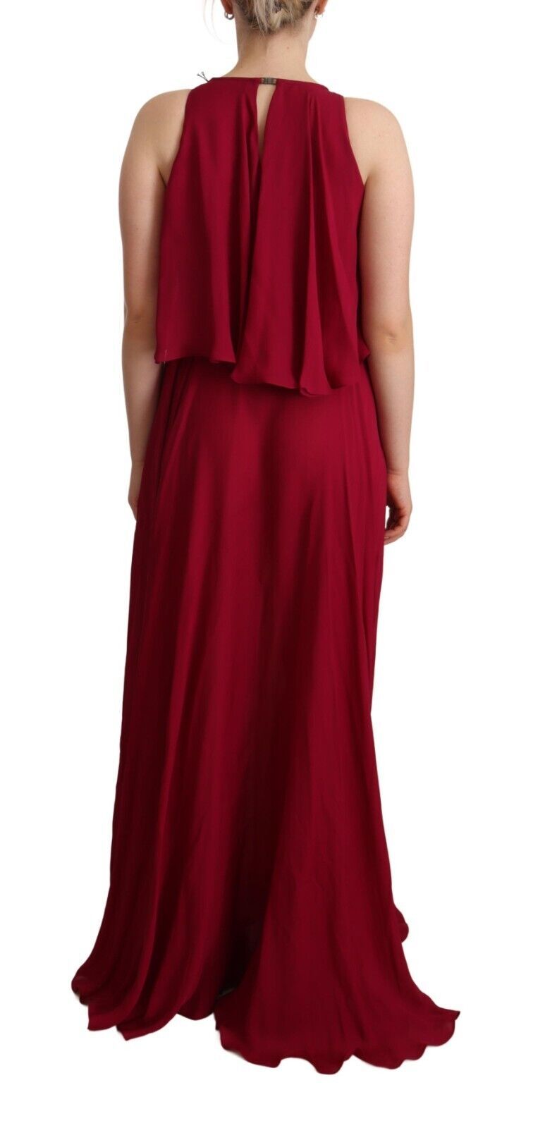 PLEIN SUD Elegant Silk Sleeveless Ruffled Maxi Dress