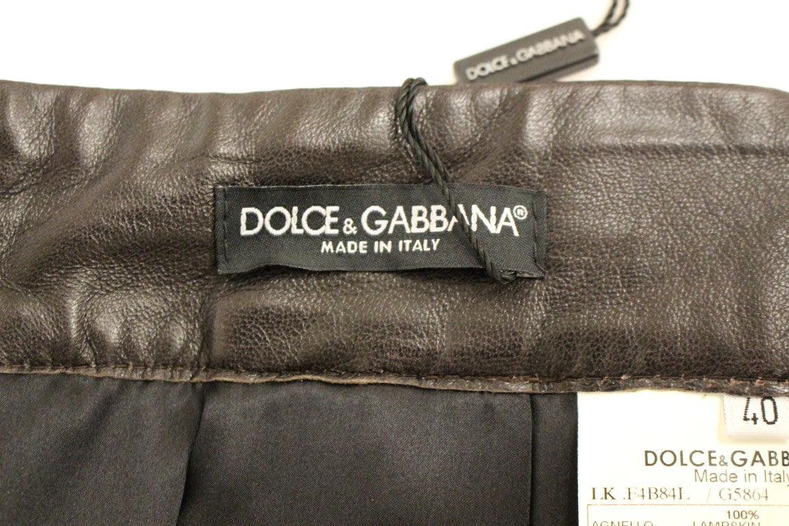 Κομψή δερμάτινη φούστα συνονθύλευμα Dolce &amp; Gabbana