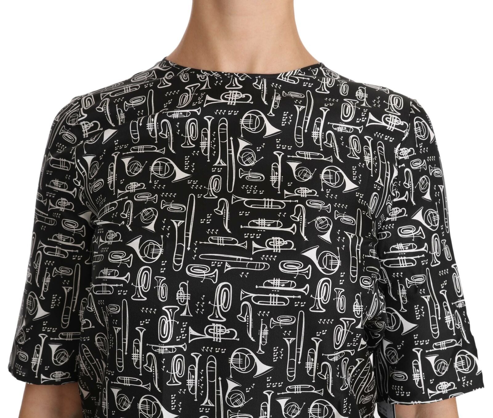 Dolce & Gabbana Exquisite Trumpet Print Silk Blouse