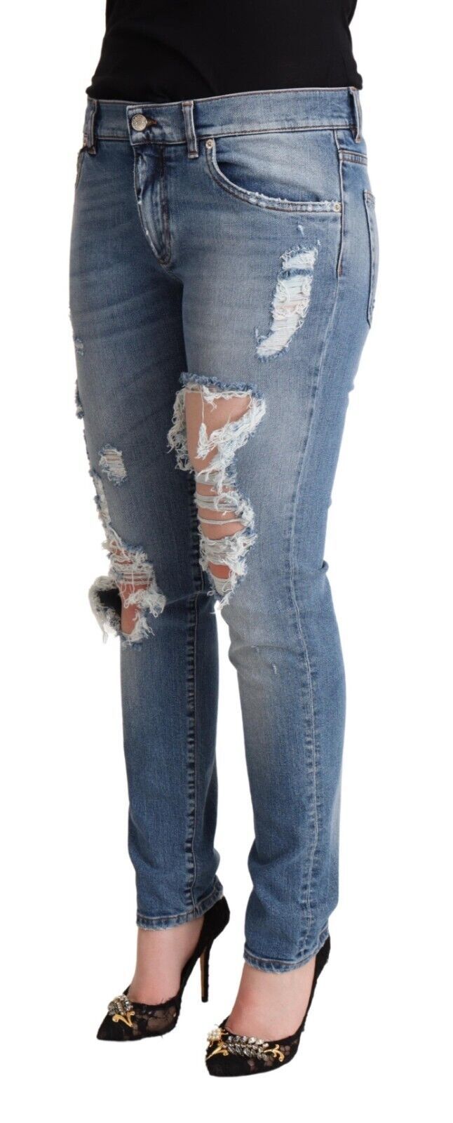 Dolce &amp; Gabbana Chic Distressed Denim Skinny Jeans