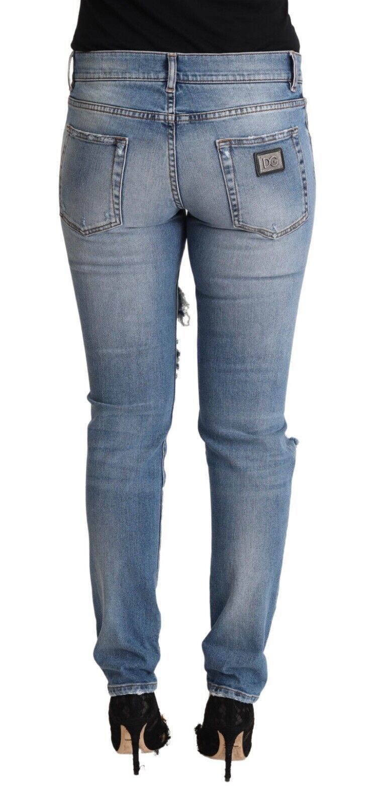 Dolce &amp; Gabbana Chic Distressed Denim Skinny Jeans