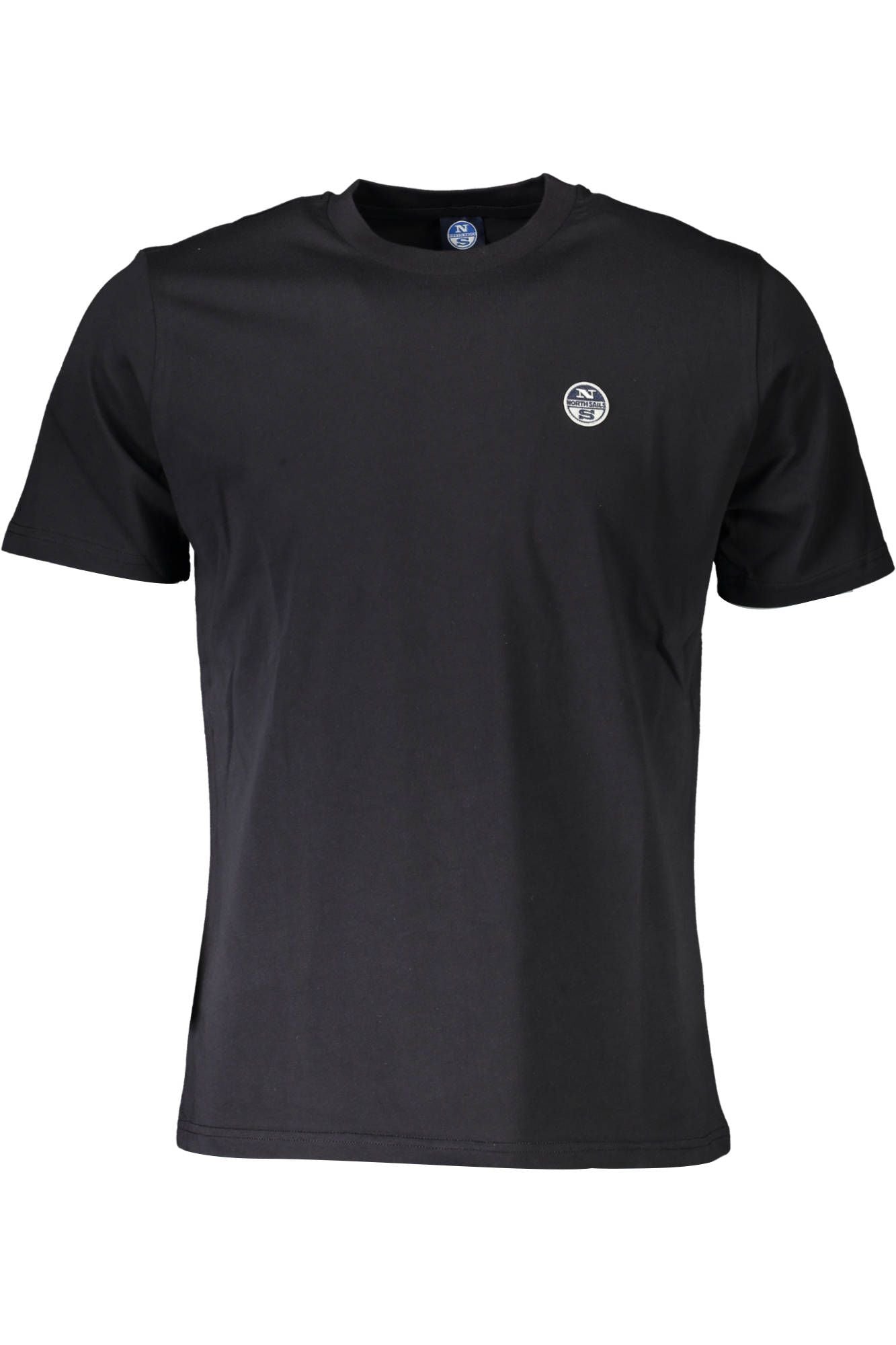 North Sails Elegant Black Cotton Tee with Logo Applique