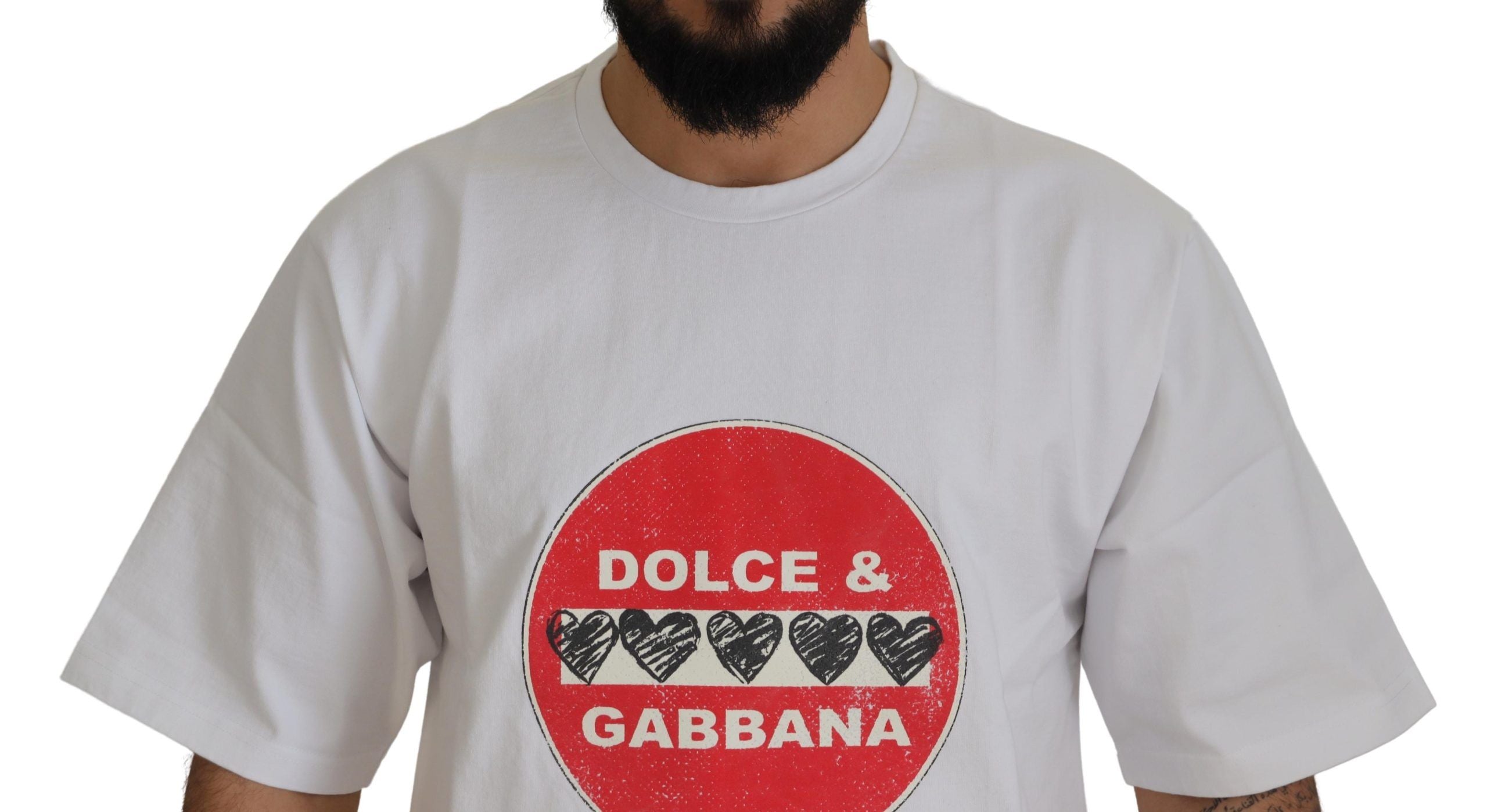 Μπλουζάκι Dolce &amp; Gabbana Chic White Cotton Heart Amor