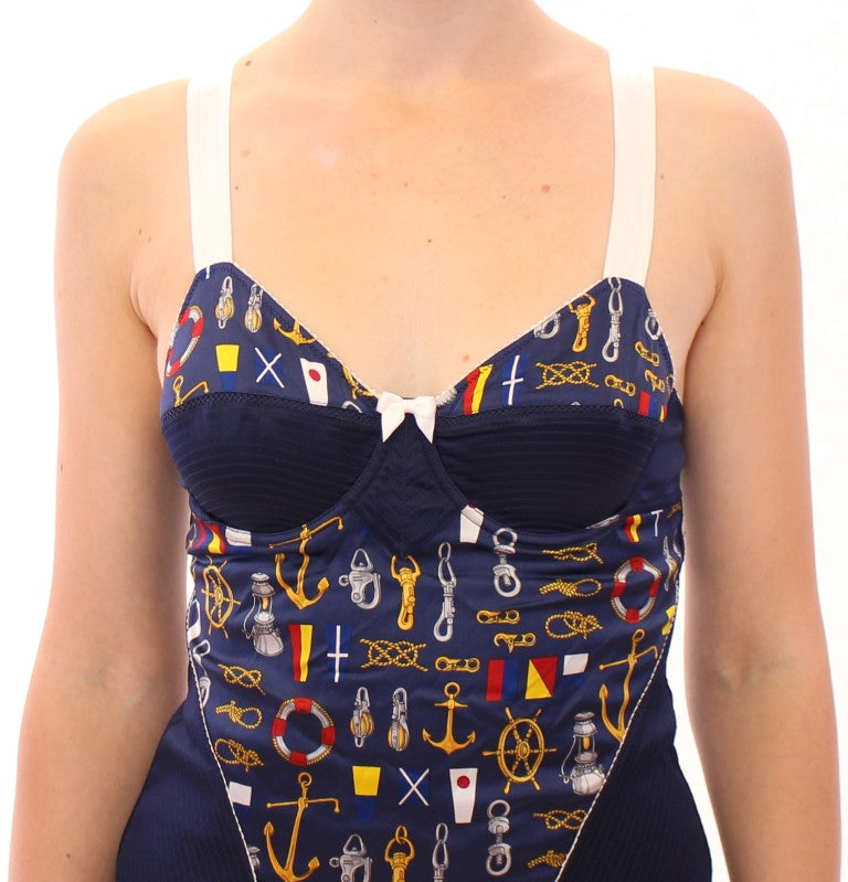 Dolce &amp; Gabbana Blue Sailor Motif Stretch Tank Top