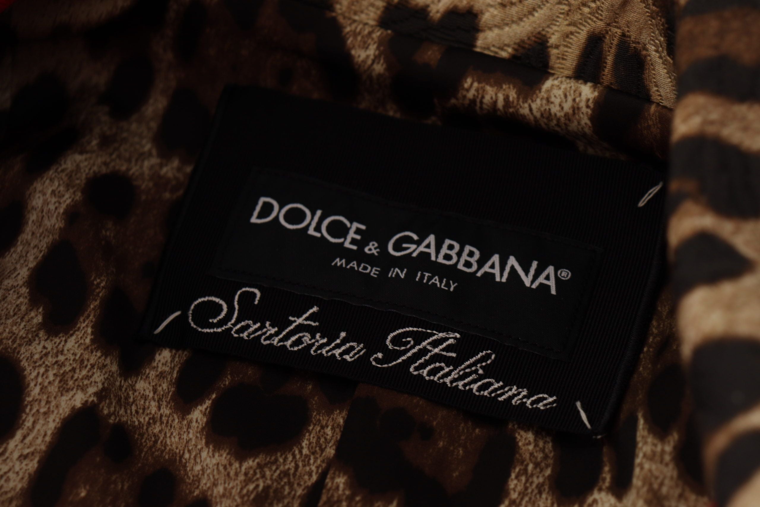 Κομψή κόκκινη λεοπάρ καμπαρντίνα Dolce & Gabbana