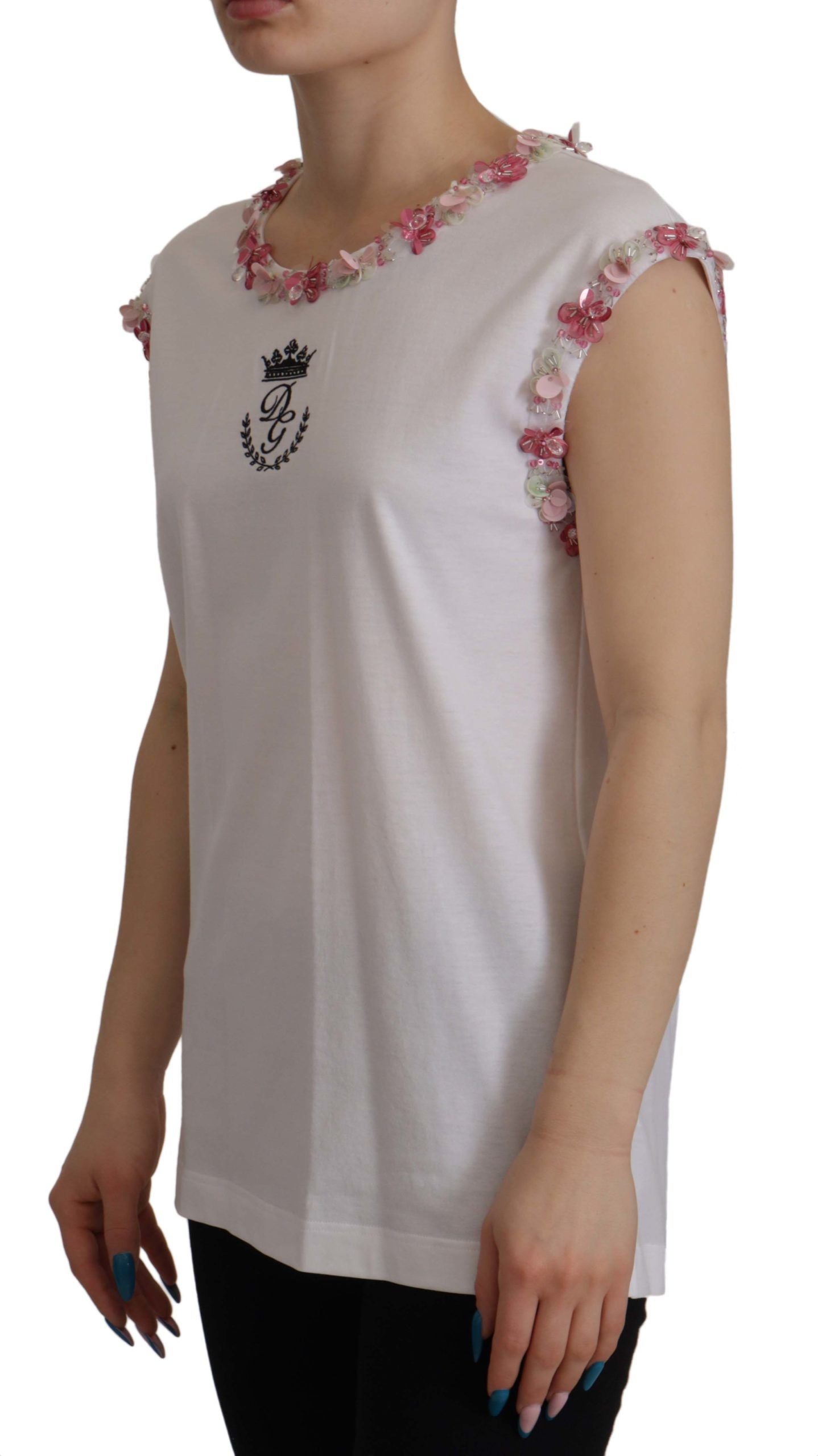 Μπλουζάκι Dolce &amp; Gabbana Chic Sequined Crown Tank Top T-Shirt