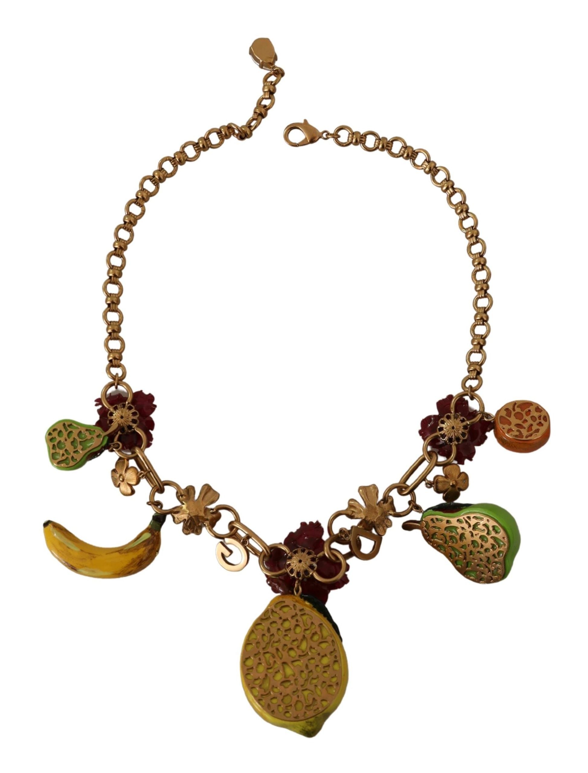 Dolce & Gabbana Chic Χρυσό Statement Κολιέ Sicily Fruit