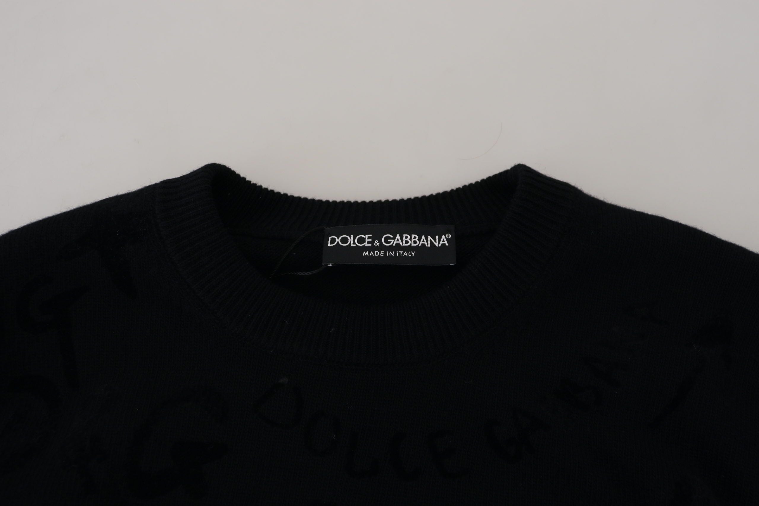 Κομψό μάλλινο πουλόβερ Dolce &amp; Gabbana με μαύρο λογότυπο