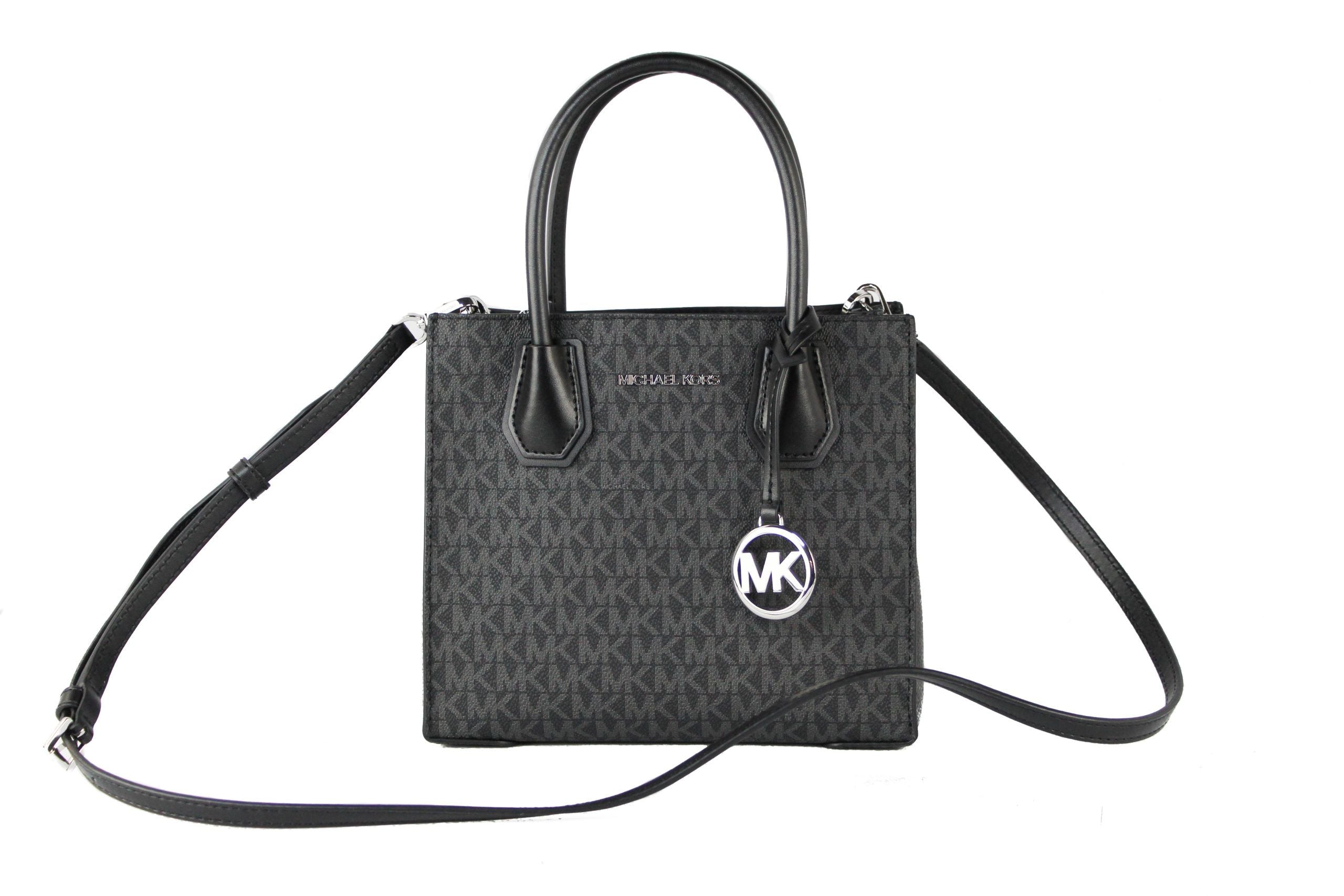 Τσάντα Michael Kors Mercer Medium Black Signature Δερμάτινη τσάντα χιαστί Messenger