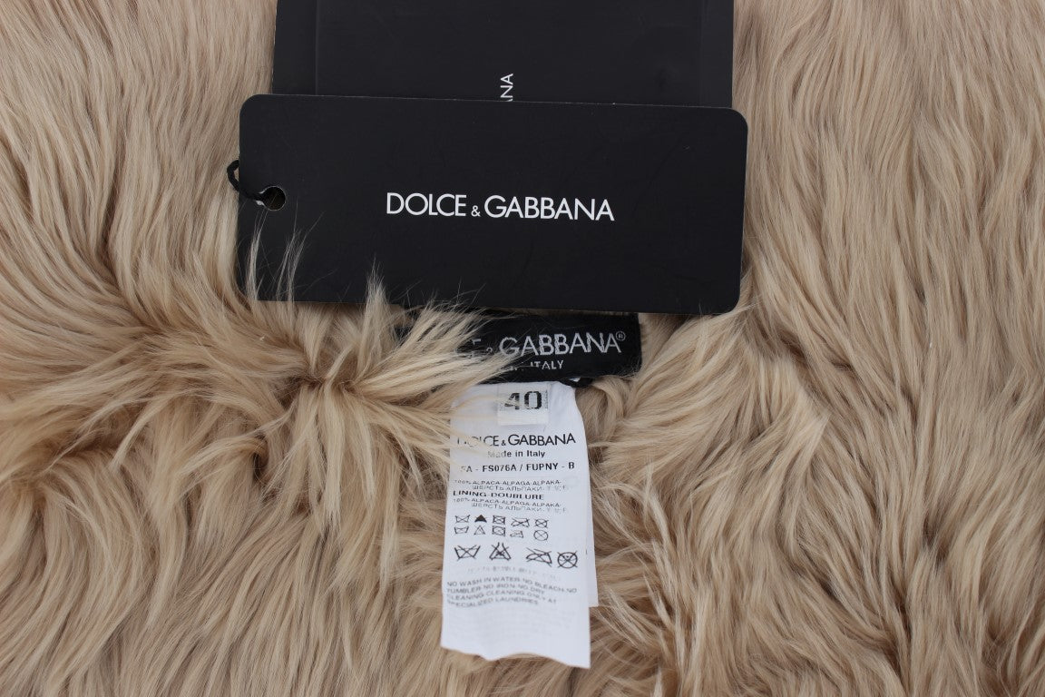 Dolce &amp; Gabbana Κομψή γούνα Alpaca Shoulder Wrap σε μπεζ χρώμα