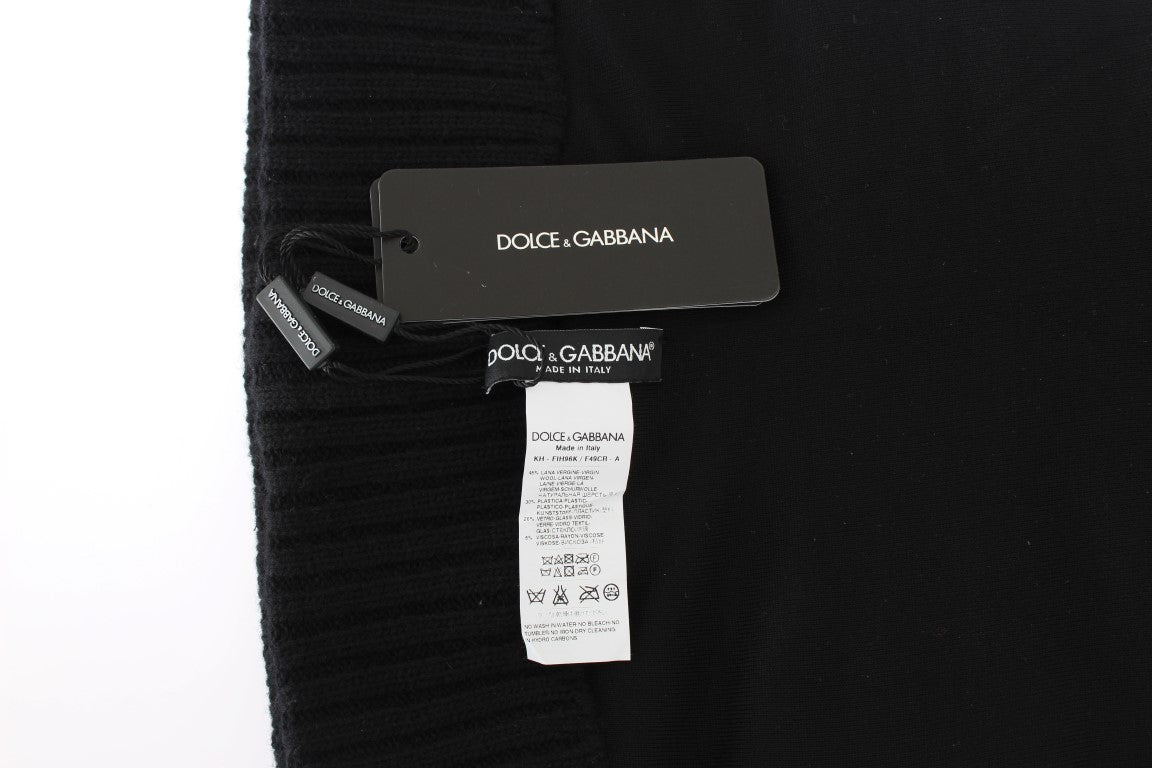 Κομψό κασκόλ Dolce &amp; Gabbana με μαύρη παγιέτα με κουκούλα