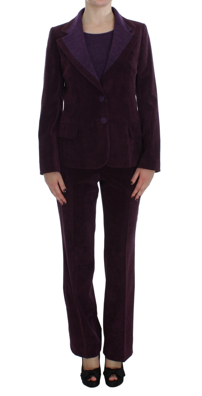 Κομψό Σετ κοστουμιών τριών τεμαχίων BENCIVENGA Elegant Purple Wool Blend