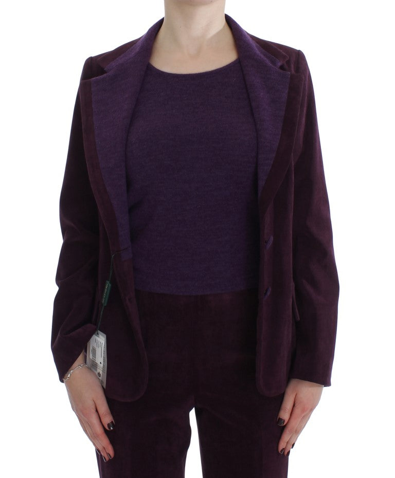 Κομψό Σετ κοστουμιών τριών τεμαχίων BENCIVENGA Elegant Purple Wool Blend