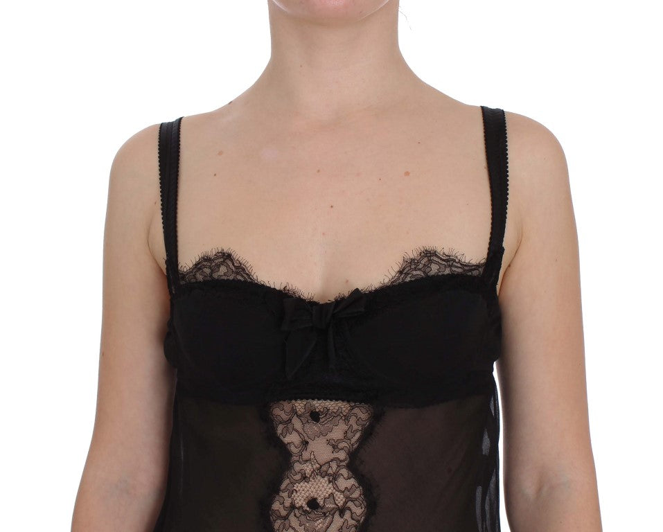 Dolce &amp; Gabbana Κομψό Μεταξωτό Floral Lace Babydoll Chemise