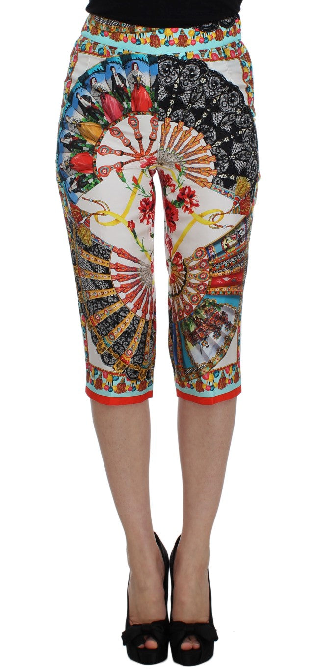 Παντελόνι Dolce &amp; Gabbana πολύχρωμο Majolica Silk Capri