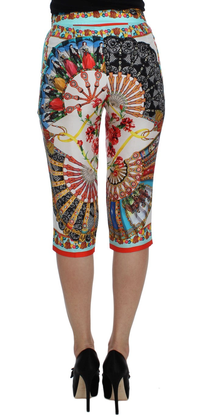 Παντελόνι Dolce &amp; Gabbana πολύχρωμο Majolica Silk Capri