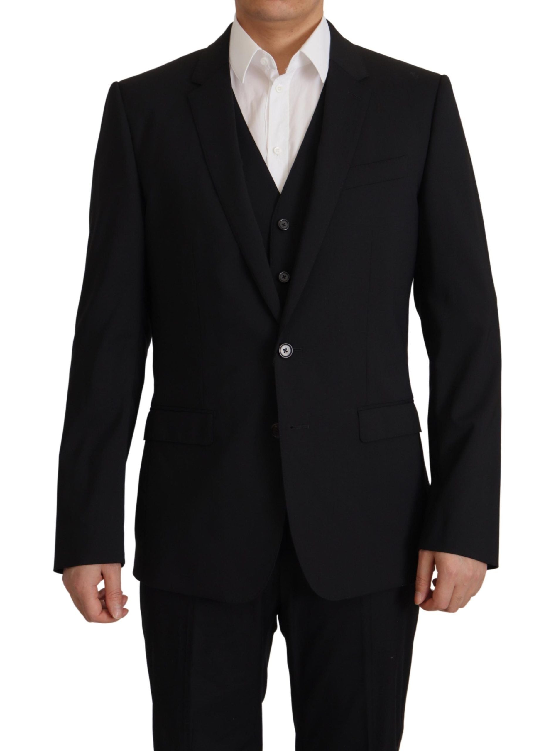 Dolce &amp; Gabbana Elegant Black Martini Blazer and Vest Ensemble