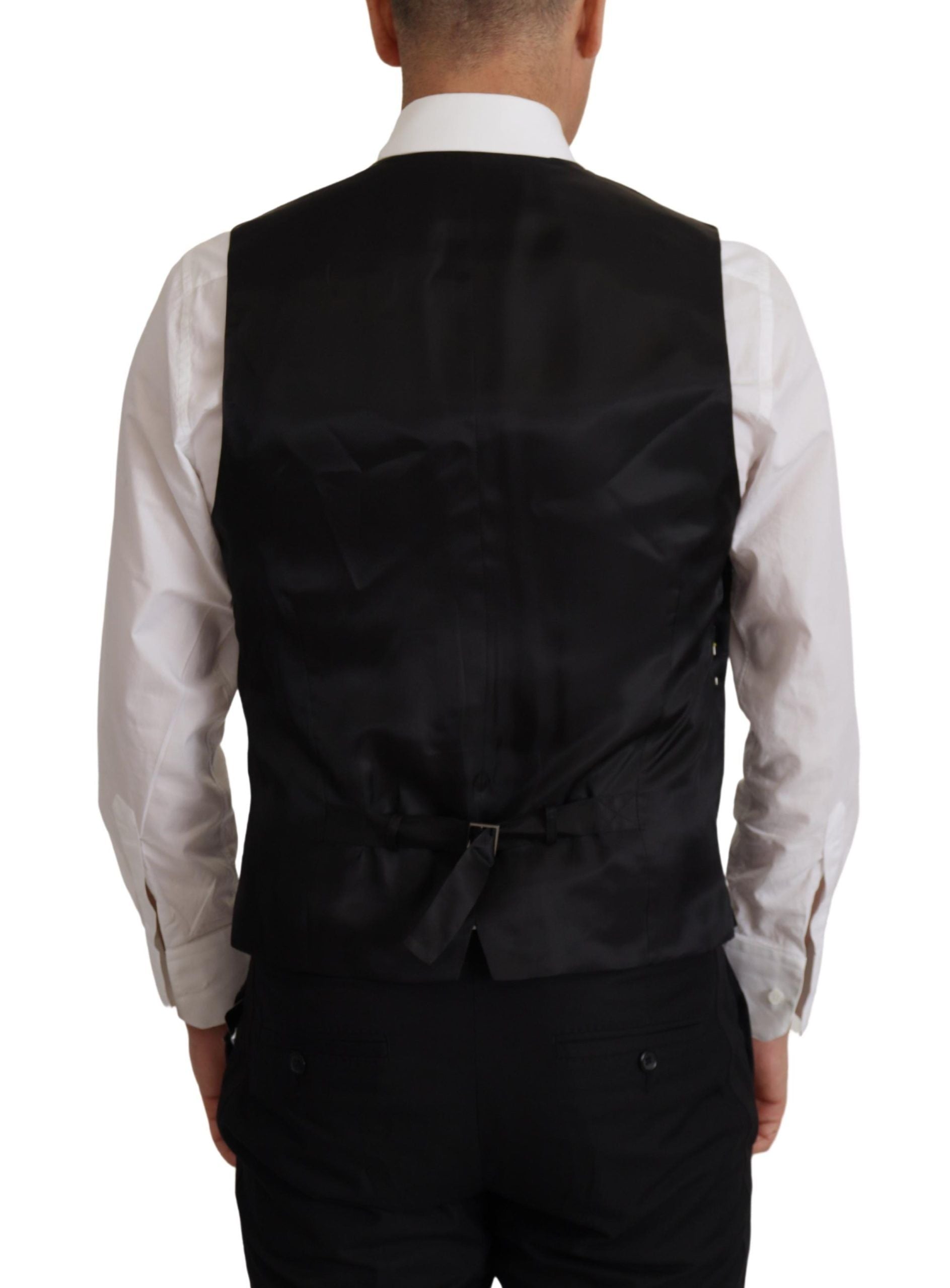 Dolce &amp; Gabbana Elegant Black Martini Blazer and Vest Ensemble