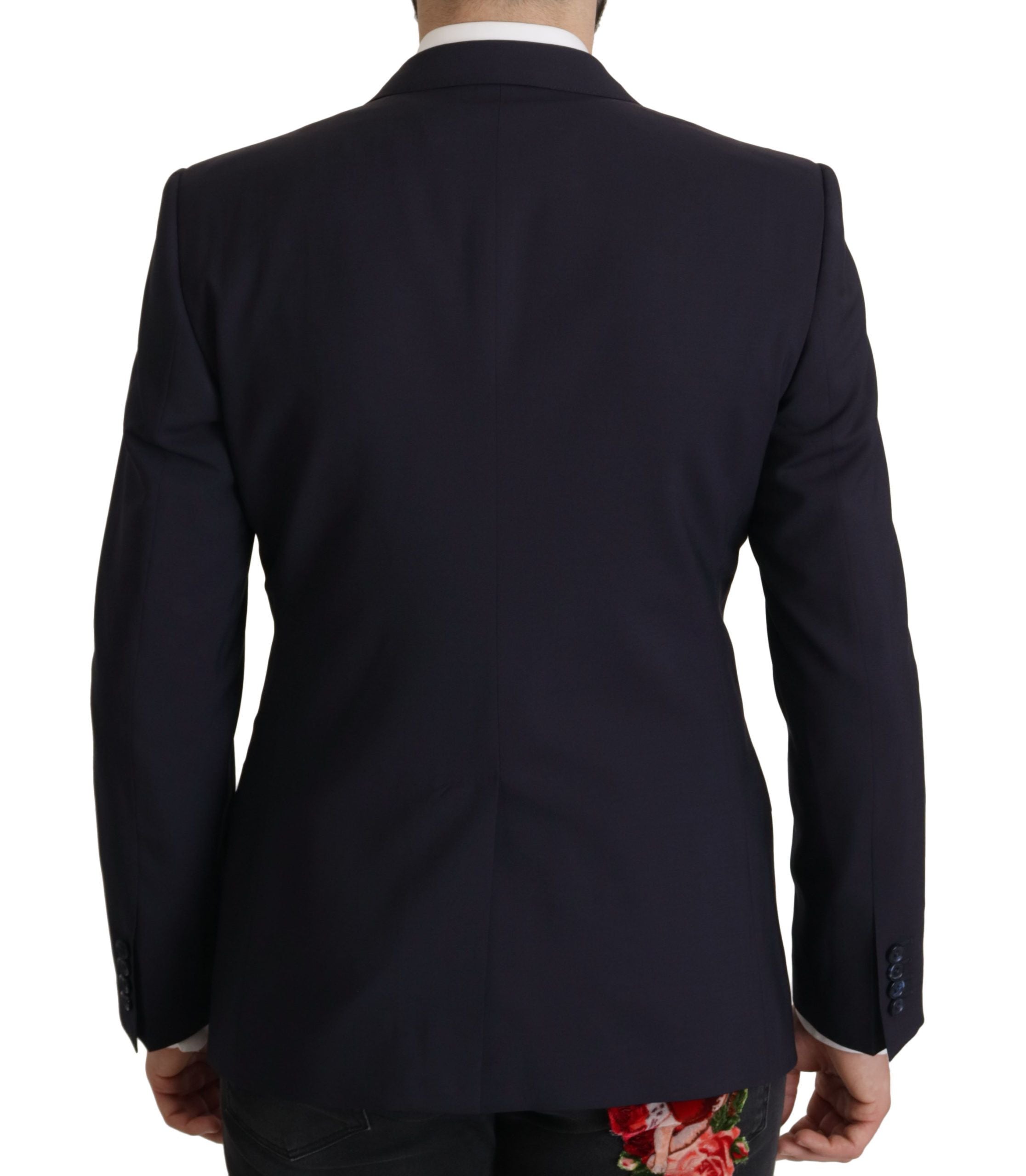 Dolce &amp; Gabbana Elegant Navy Wool Blend Slim Blazer