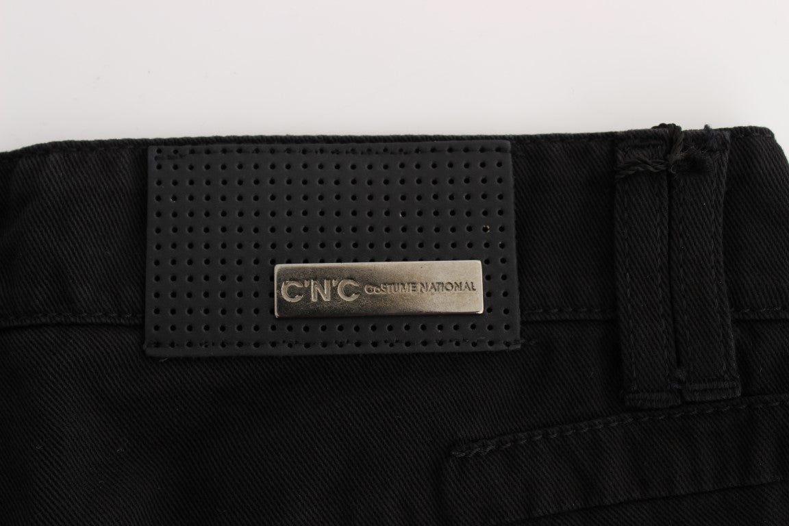 Κοστούμι National Chic Black Slim Fit Βαμβακερό τζιν με φερμουάρ