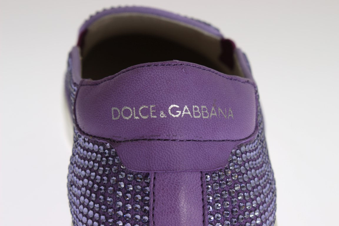 Dolce &amp; Gabbana Κομψά Μωβ Strass Fashion Sneakers