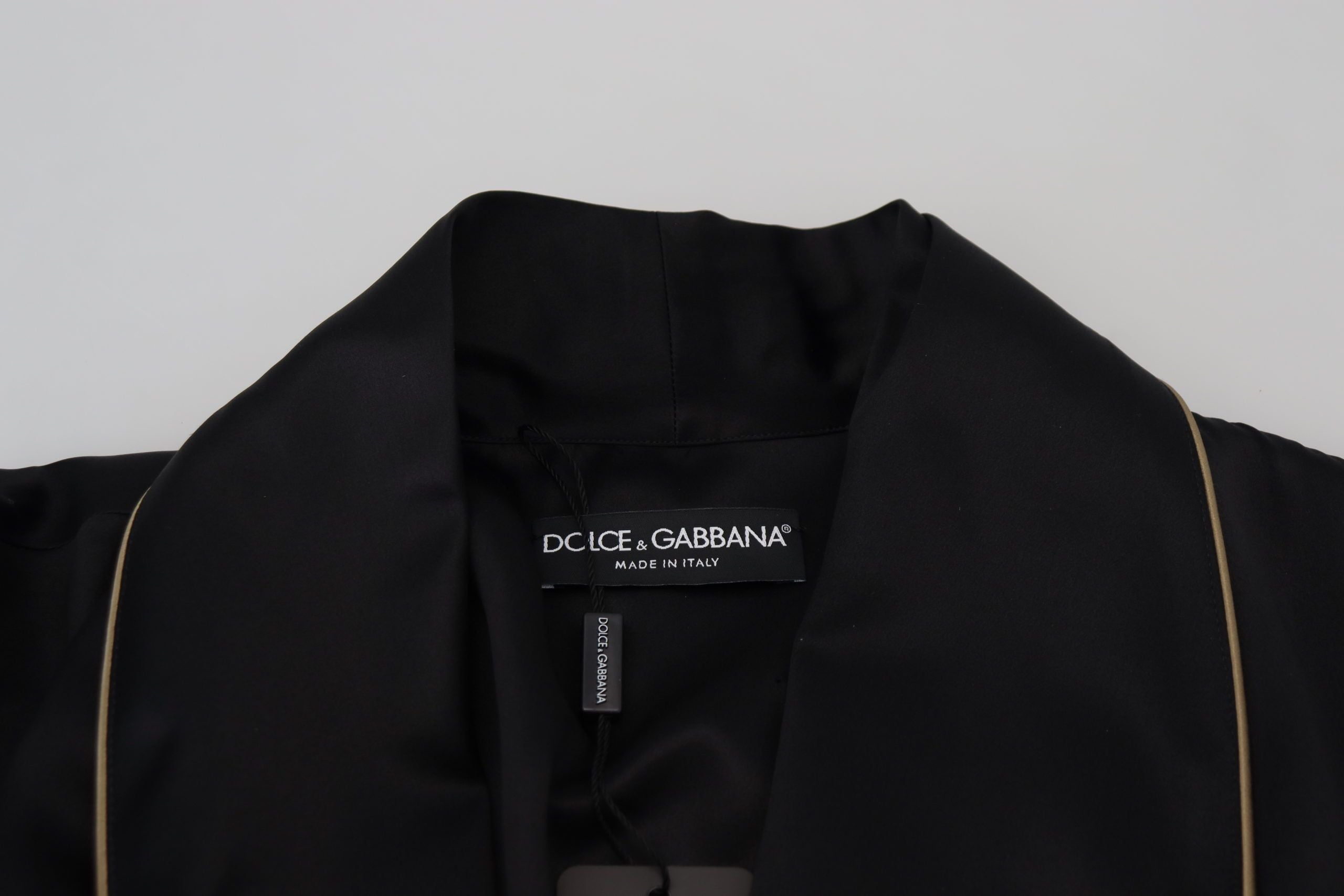 Dolce &amp; Gabbana Κομψό Μαύρο Μεταξωτό Μακρύ Παλτό