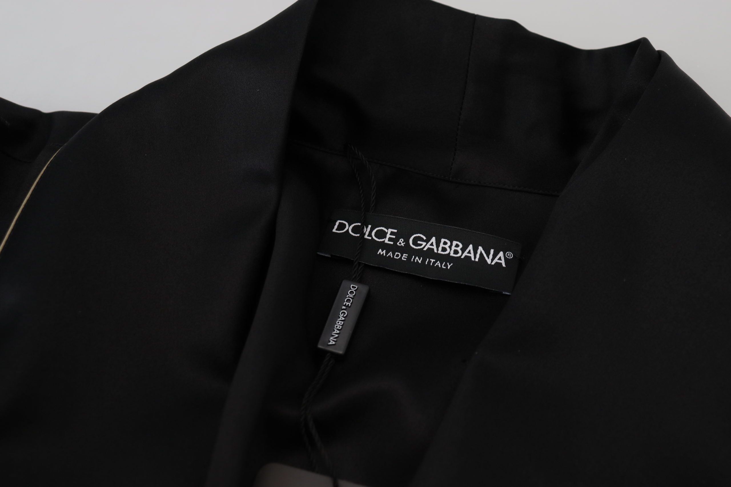 Dolce &amp; Gabbana Κομψό Μαύρο Μεταξωτό Μακρύ Παλτό