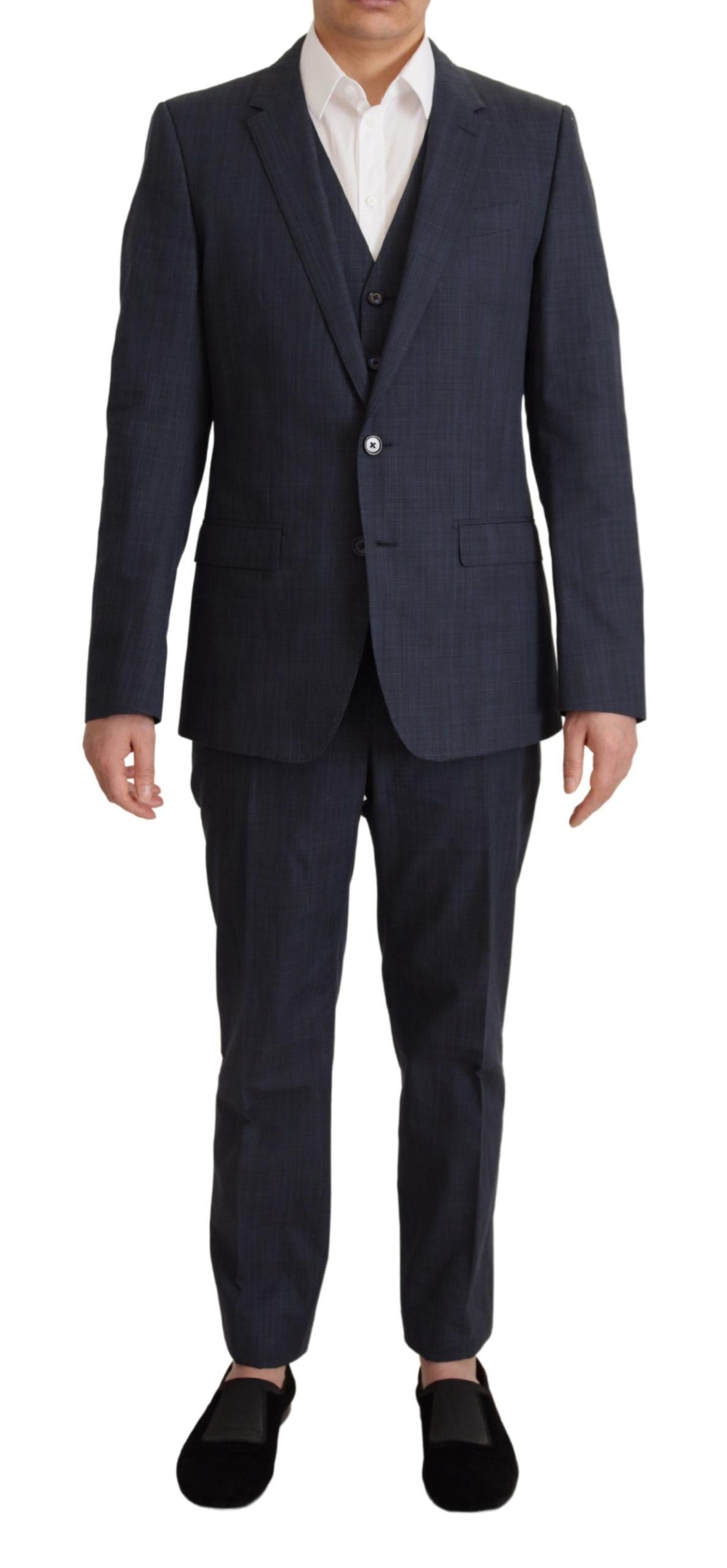 Dolce & Gabbana Elegant Dark Blue Cotton Three Piece Martini Suit