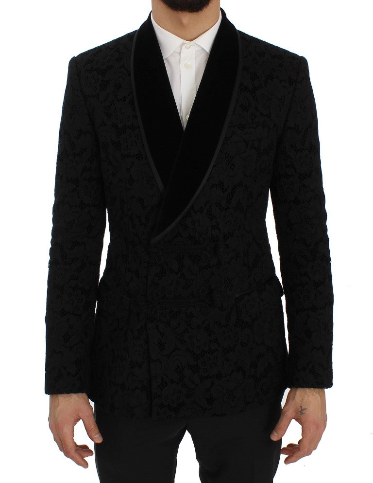 Dolce &amp; Gabbana Elegant Slim Fit Black Silk-Blend Blazer