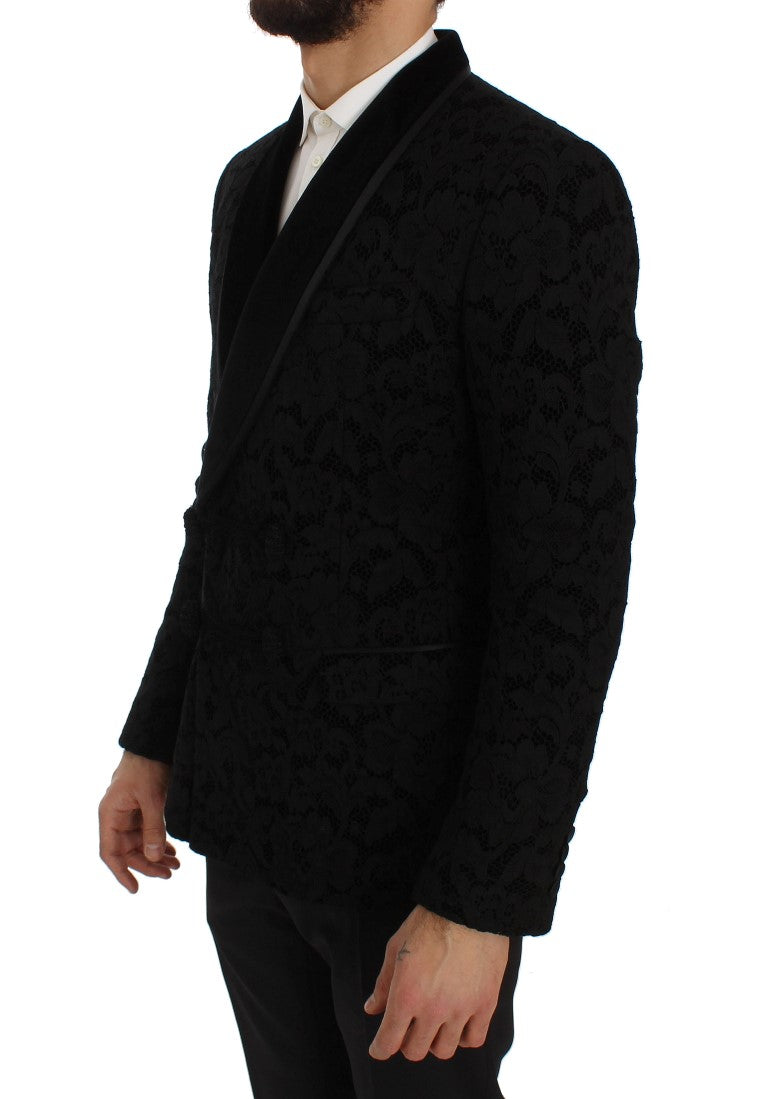 Dolce &amp; Gabbana Elegant Slim Fit Black Silk-Blend Blazer