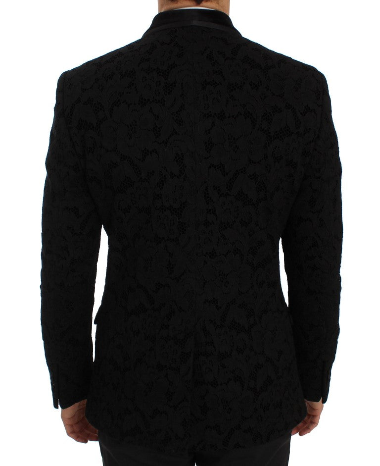 Dolce &amp; Gabbana Elegant Slim Fit Black Silk-Blend Blazer