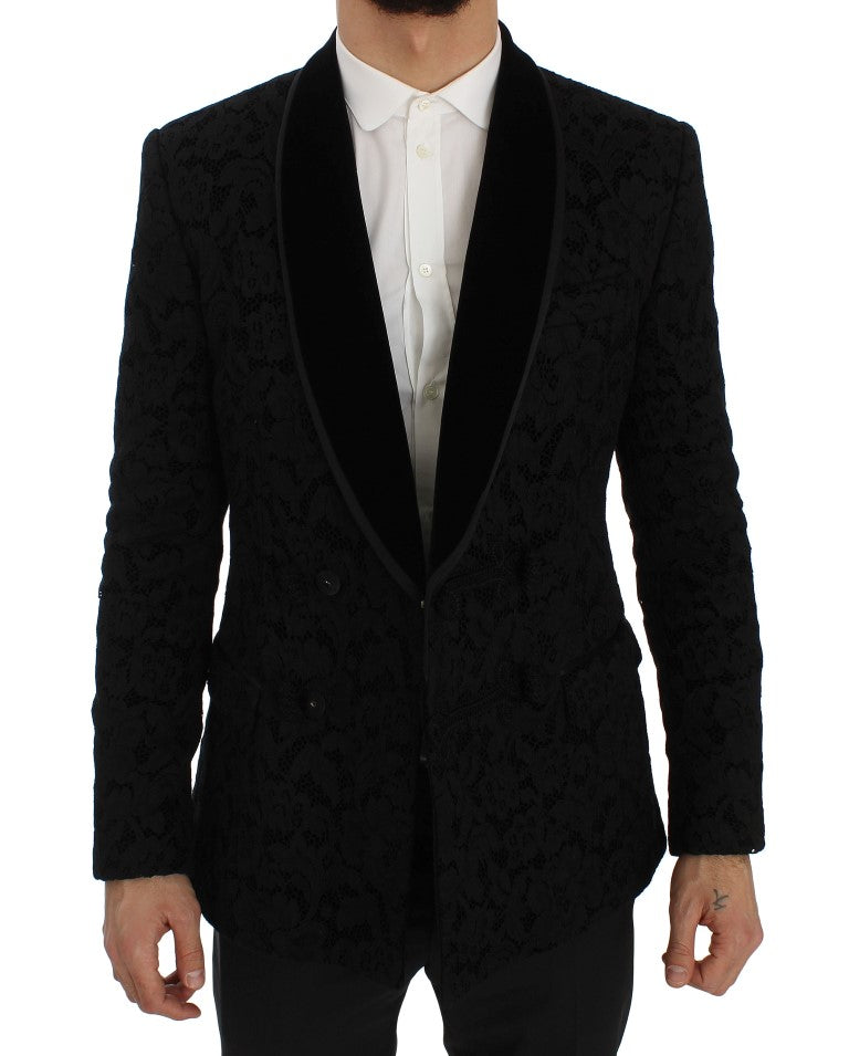 Dolce &amp; Gabbana Elegant Slim Fit Black Silk-Blend Blazer