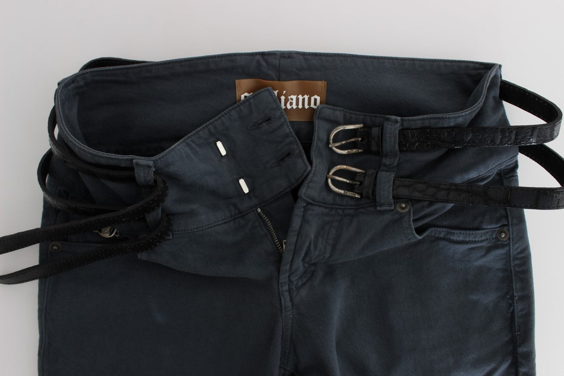 John Galliano Sleek Slim Fit Italian Jeans σε Chic Blue