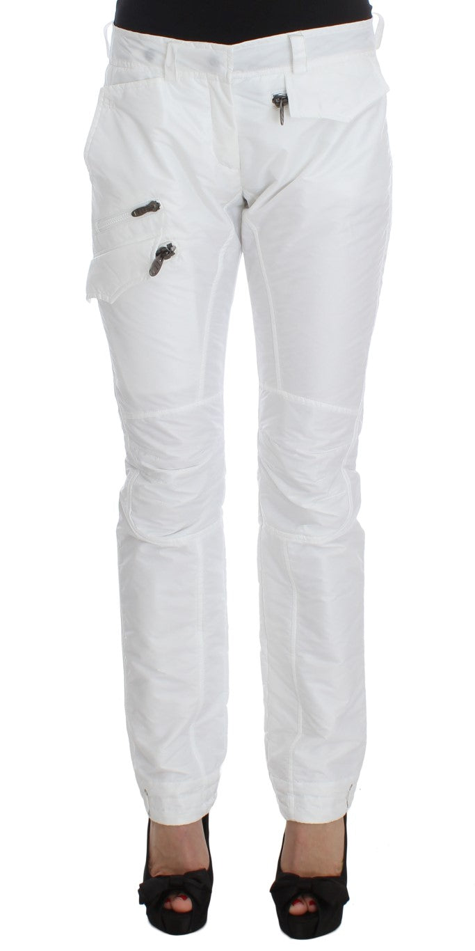 Ermanno Scervino Chic White Nylon Cargo Παντελόνι από Ιταλό Σχεδιαστή