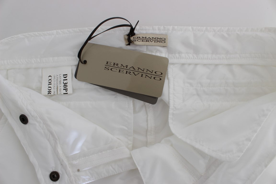 Ermanno Scervino Chic White Nylon Cargo Παντελόνι από Ιταλό Σχεδιαστή