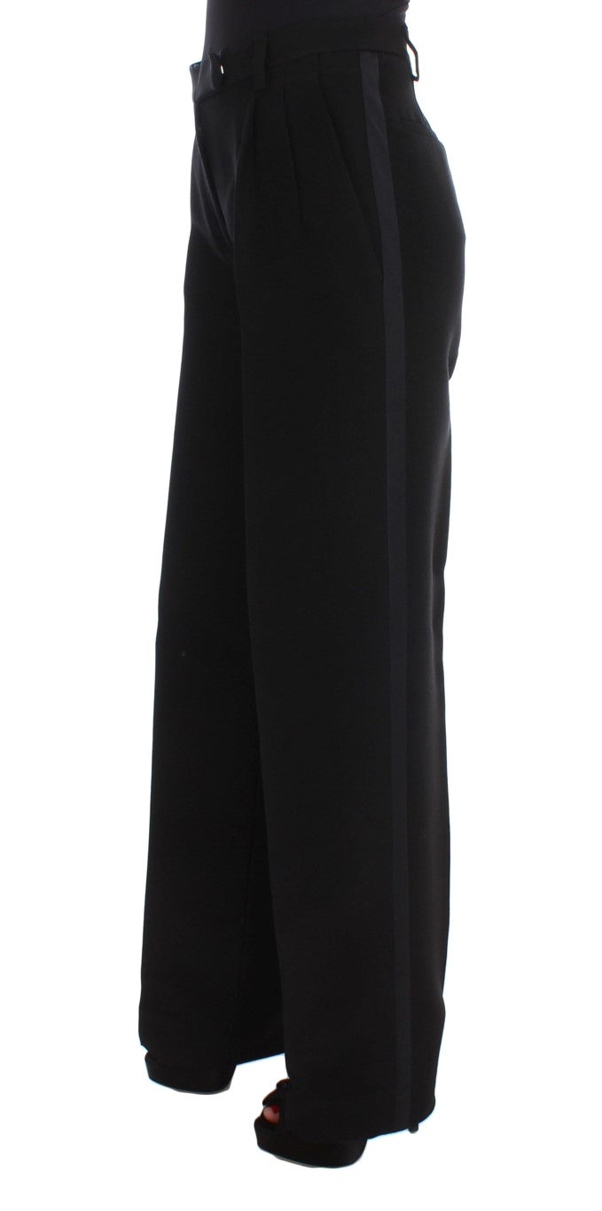 Τζιν τζιν Ermanno Scervino Chic Black Wide Leg Silk Blend