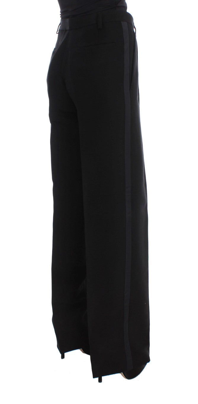 Τζιν τζιν Ermanno Scervino Chic Black Wide Leg Silk Blend