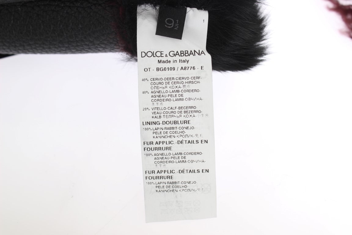 Κομψά δερμάτινα γάντια Dolce &amp; Gabbana Black &amp; Bordeaux