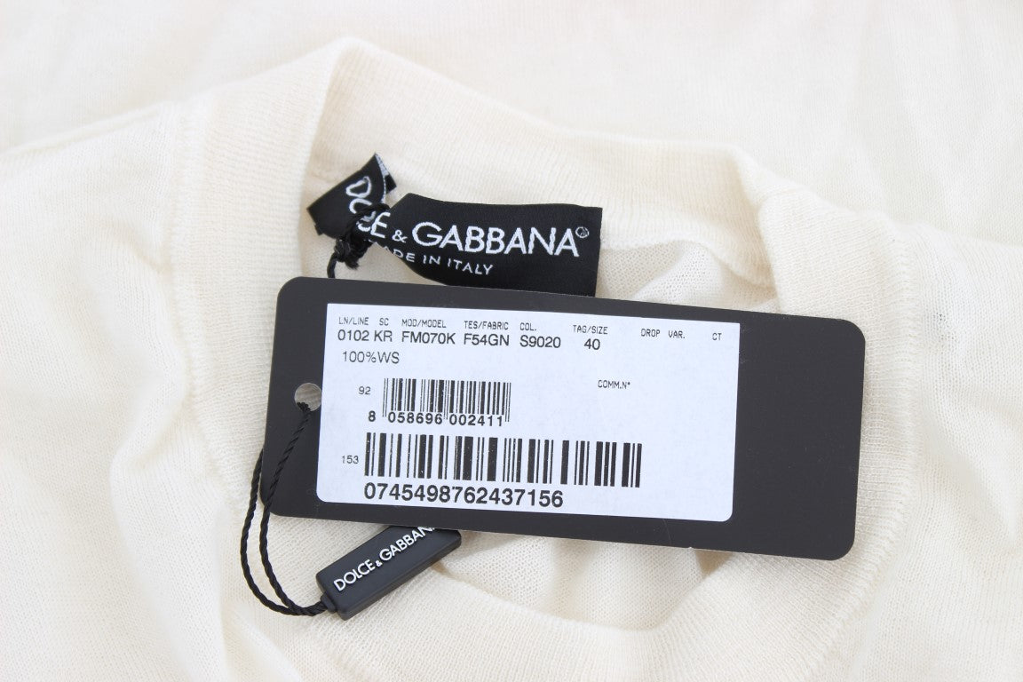 Κομψό πουλόβερ από λευκό κασμίρ Dolce & Gabbana