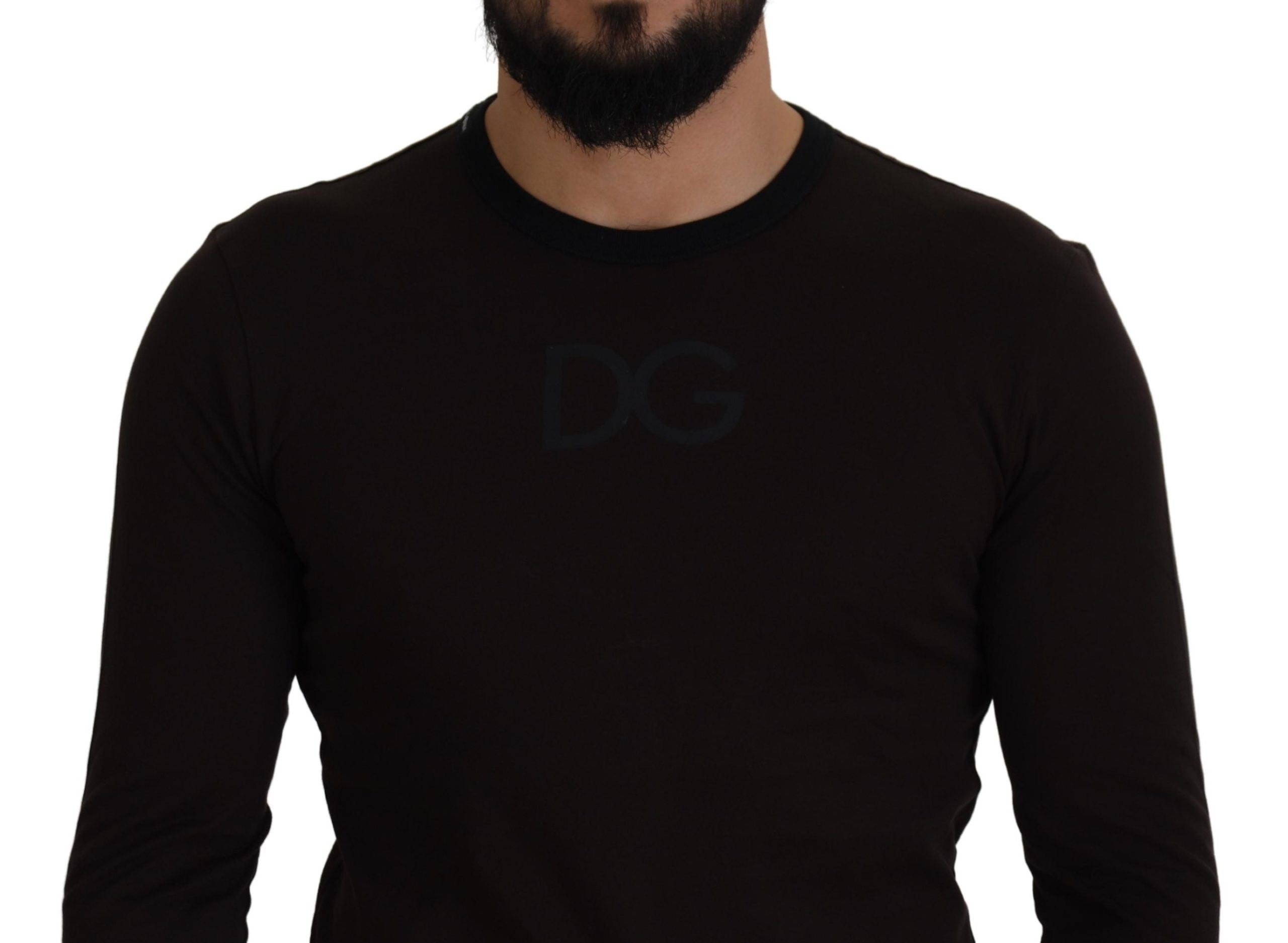 Κομψό βαμβακερό πουλόβερ Dolce &amp; Gabbana σε καφέ Crewneck