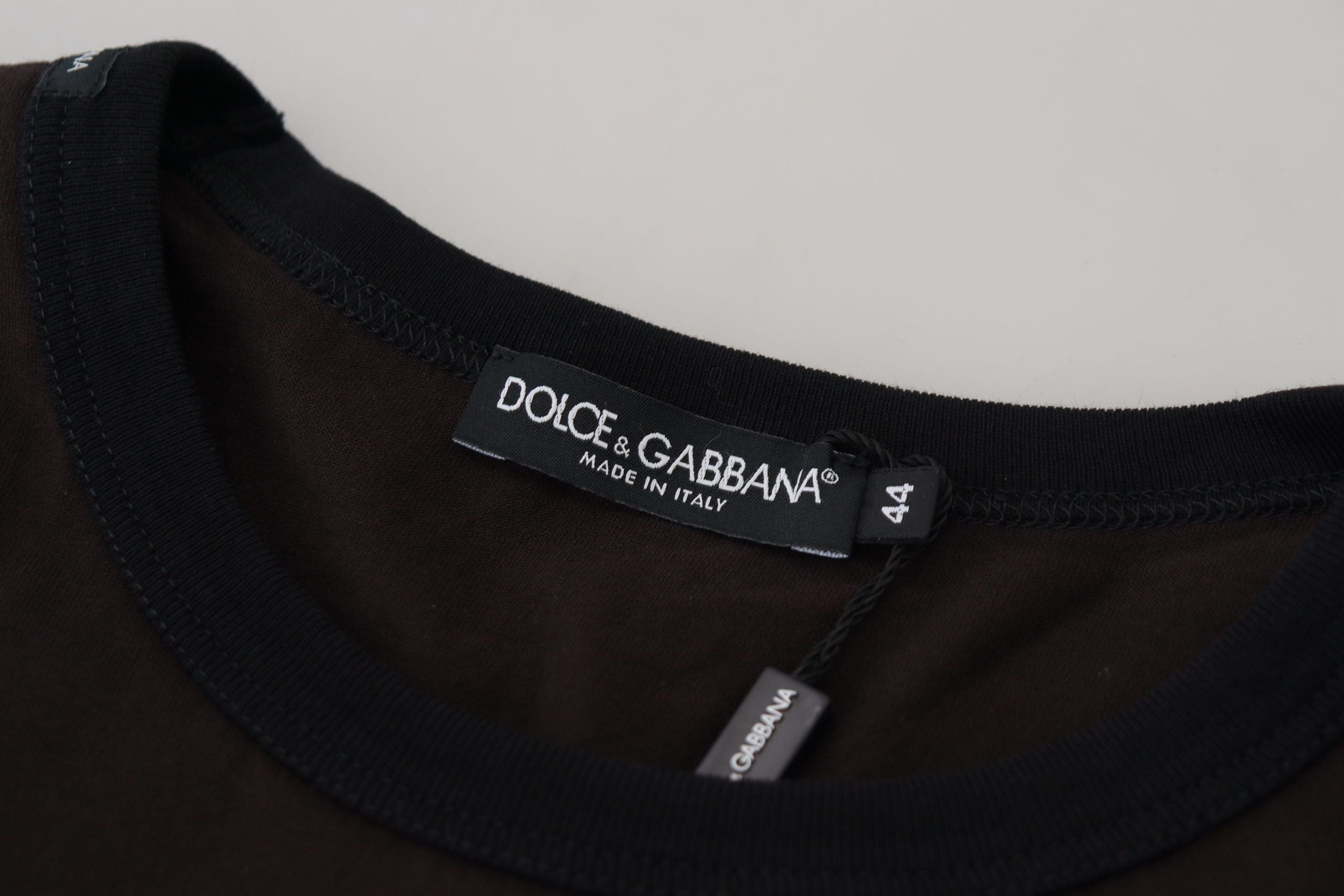 Κομψό βαμβακερό πουλόβερ Dolce &amp; Gabbana σε καφέ Crewneck