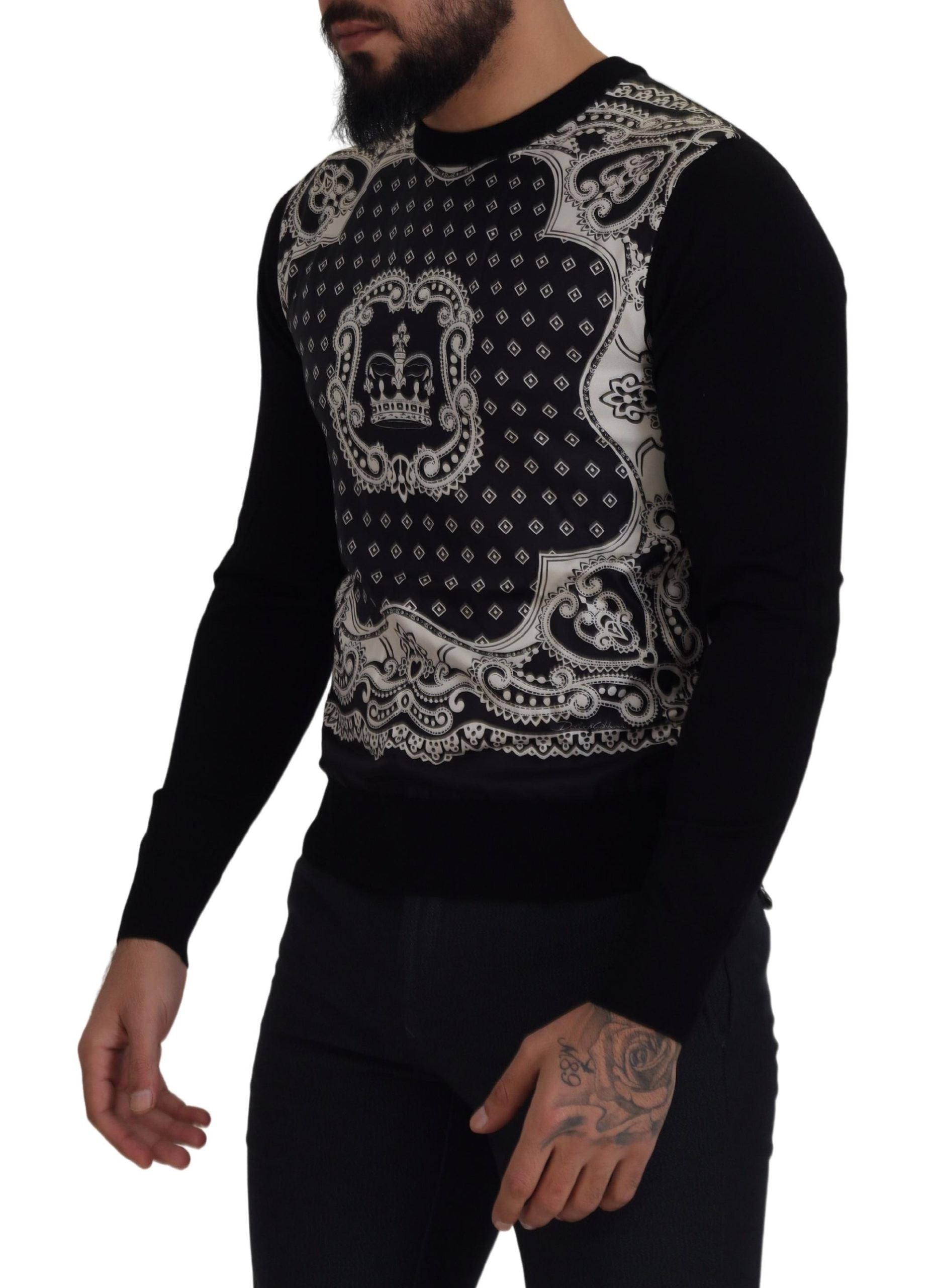 Dolce & Gabbana Elegant Wool Silk Blend Crewneck Sweater